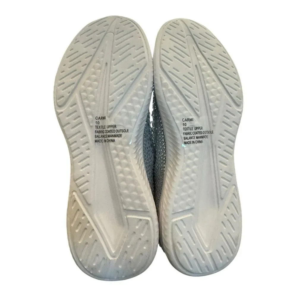 New Lauren Lorraine Carmi Glittering Silver Rhinestone Slip-On Sneakers 10 - Picture 6 of 6